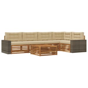 vidaXL Ensemble de canapés d'extérieur 6 pc Naturel et Beige Polyester