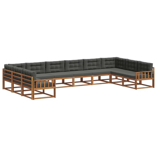 vidaXL Ensemble de canapés d'extérieur 10 pc Naturel et Anthracite