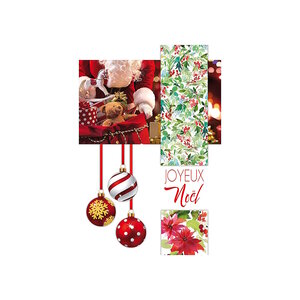 Carte De Voeux - Joyeux Noël Décor Gaufré Pailletté