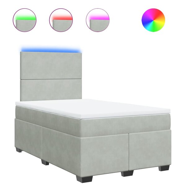 vidaXL Sommier à lattes de lit et matelas gris clair 120x190cm velours