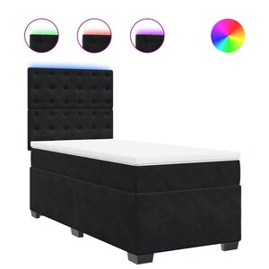 vidaXL Sommier à lattes de lit avec matelas Noir 90x200 cm Velours