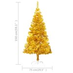 vidaXL Arbre de Noël artificiel pré-éclairé et boules doré 150 cm PET