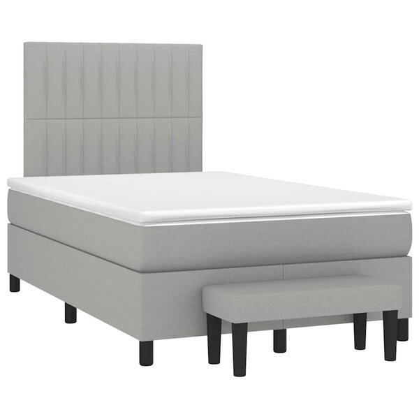 vidaXL Sommier à lattes de lit et matelas gris clair 120x190 cm tissu