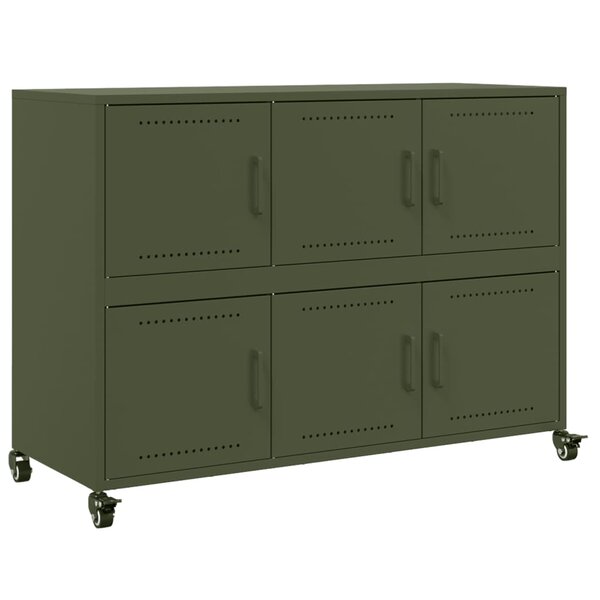 vidaXL Buffet vert olive 100 5x39x72 cm acier