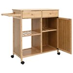 vidaXL Chariot de Cuisine avec Roues Naturel 90 5 x 36 x 86 5 cm