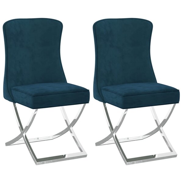vidaXL Chaises à manger lot de 2 bleu 53x52x98 cm velours et inox