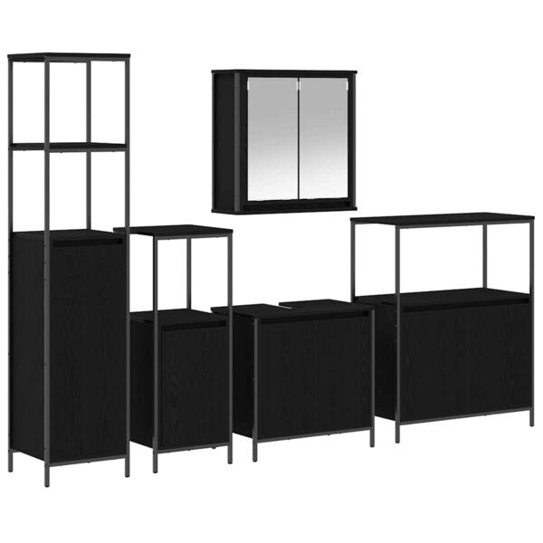 vidaXL Ensemble de mobilier de salle de bain 5 Pièces Chêne noir