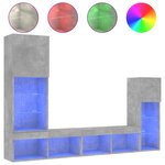 vidaXL Unités murales TV avec LED 4 Pièces gris béton bois d'ingénierie