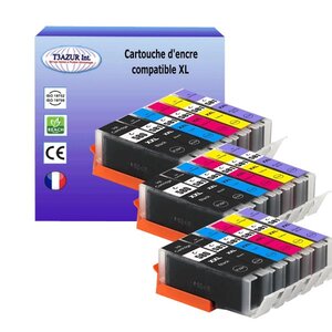 18 Cartouches compatibles avec Canon Pixma TS8350, TS8351, TS8352, TS9100, TS9150, TS9155 remplace Canon PGI-580, CLI-581 XL - T3AZUR