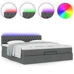 vidaXL Lit ottoman avec matelas et LED Gris foncé 180x200 cm tissu