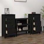 vidaXL Buffets 2 Pièces noir 40x35x80 cm bois massif de pin