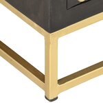 vidaXL Meuble TV Noir et doré 120 x 30 x 40 cm Bois massif de manguier