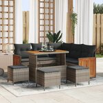 vidaXL Ensemble de canapé de jardin avec coussin 9 Pièces Gris