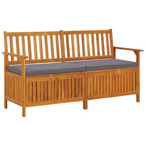 vidaXL Banc de rangement avec coussin 148 cm Bois d'acacia solide