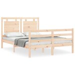vidaXL Cadre de lit avec tête de lit 140x200 cm bois massif