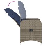 vidaXL Lot de 2 chaises de jardin inclinables avec Table en résine tressée grise