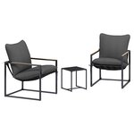vidaXL Ensemble de canapé de jardin 3 pc Noir et anthracite Acier