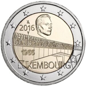 Pièce de monnaie 2 euro commémorative Luxembourg 2016 – Pont grande-duchesse Charlotte