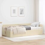 vidaXL Cadre de lit d'angle avec matelas Autre 2 Pièces Crème tissu