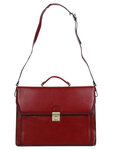 Cartable Hype  en cuir - KATANA - 3 soufflets - 39 cm - 63032-Rouge