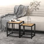 vidaXL Tables à thé 2 Pièces MDF Noir et jaune
