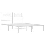 vidaXL Cadre de lit métal avec tête de lit blanc 150x200 cm