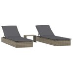 vidaXL Transats 2 Pièces avec table gris résine tressée