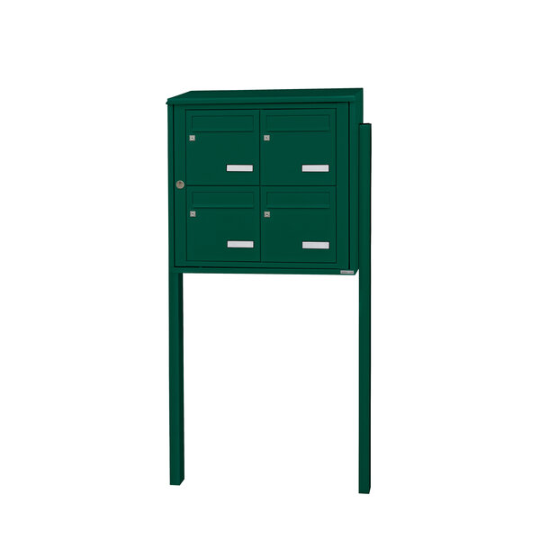 Bloc collectif Leabox 2x2 grade 3 simple face extérieur fixation sur pieds à sceller vert mousse ral 6005 finition brillante