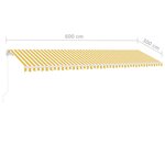 vidaXL Auvent manuel rétractable sur pied 600x300 cm Jaune/Blanc