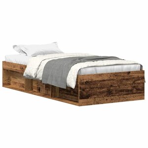 vidaXL Cadre de lit sans matelas vieux bois 90x200 cm bois ingénierie