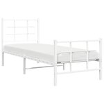 vidaXL Cadre de lit métal sans matelas avec pied de lit blanc 75x190cm