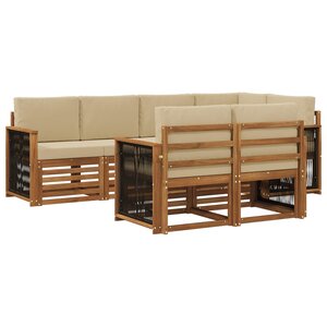 vidaXL Ensemble de canapé d'angle avec coussin 6 Pièces Naturel