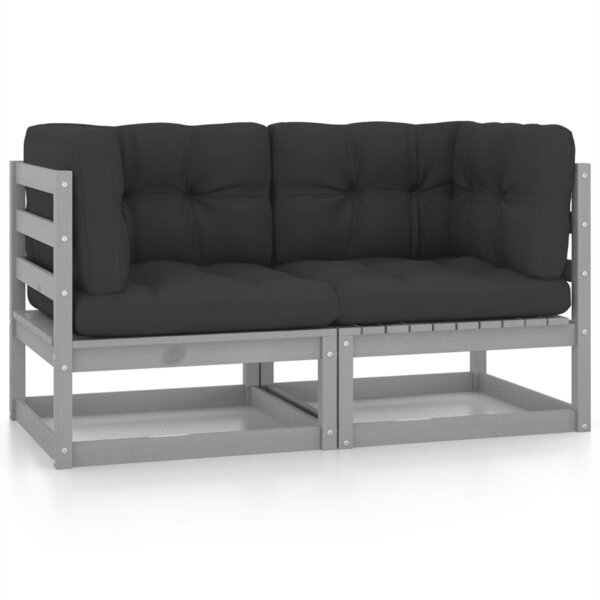 Vidaxl canapé 2 places de jardin avec coussins bois de pin solide
