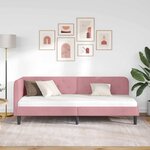 vidaXL Cadre de lit d'angle avec tête de lit Rose 80 x 200 cm Velours