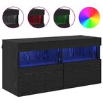 vidaXL Meuble TV mural Chêne noir 80 x 30 x 40 cm Bois d'ingénierie