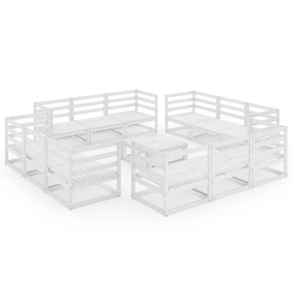 vidaXL Salon de jardin 13 Pièces Blanc Bois de pin massif