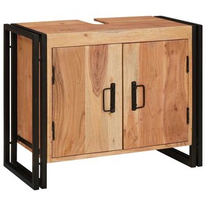 vidaXL Meuble sous-vasque de salle de bain Bois d'acacia massif  fer
