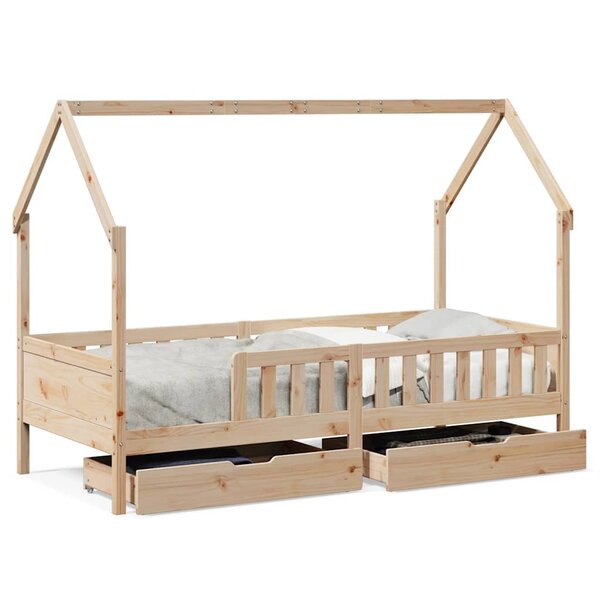vidaXL Cadre de lit enfants avec tiroirs sans matelas 90x200 cm bois