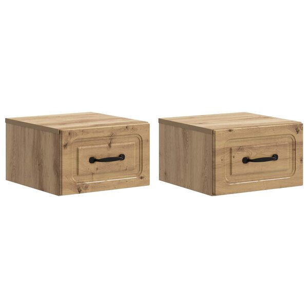 vidaXL Cabinet de chevet mural 2 pc Chêne artisanal 34 5 x 33 x 20 cm