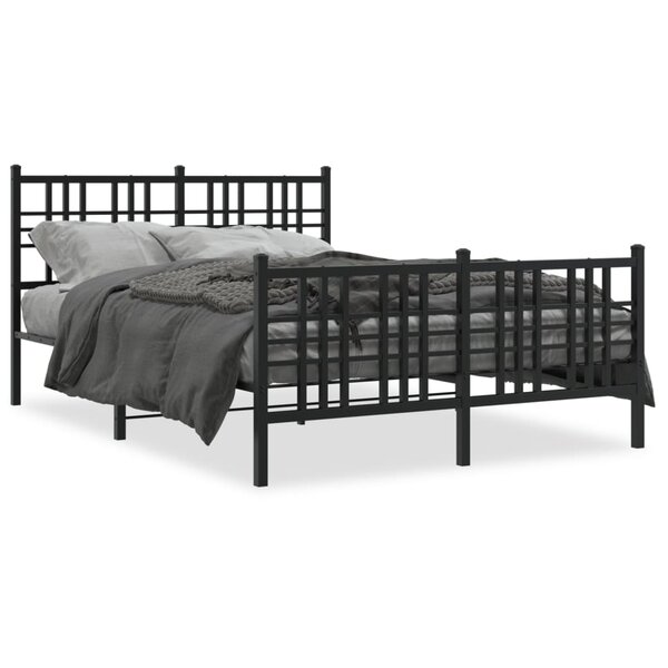 vidaXL Cadre de lit métal sans matelas avec pied de lit noir 140x200cm