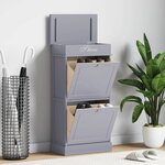 vidaXL Armoire à chaussures Gris 50 x 28 x 98 cm Bois de Paulownia