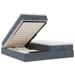 VidaXL Cadre de lit ottoman avec matelas gris foncé 160x200cm velours