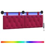 vidaXL Tête de lit suspendue Avec lumière LED Bordeaux Velours