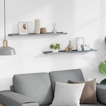 vidaXL Étagères à rebord pour cadre photo 2 Pièces Gris 80x9x3 cm MDF