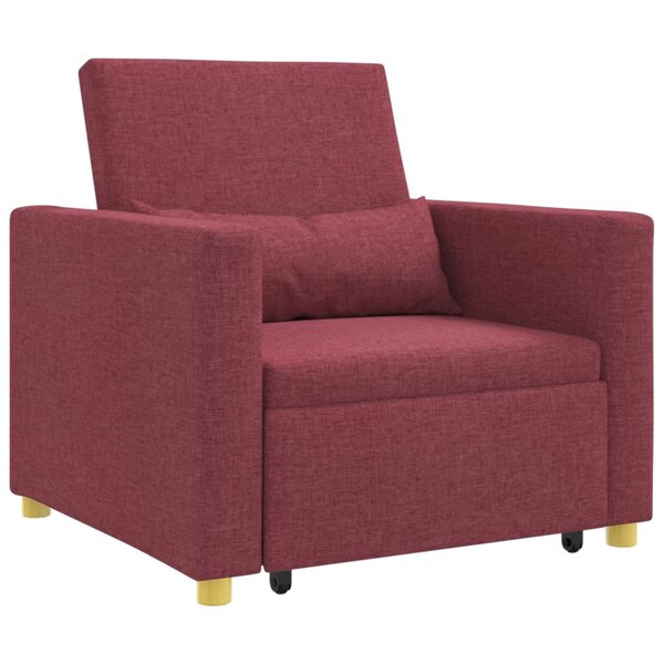 vidaXL Canapé-lit escamotable simple Bordeaux 90 x 165 x 87 cm tissu