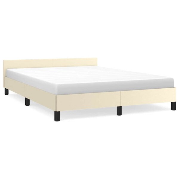 vidaXL Cadre de lit avec tête de lit sans matelas crème 140x200 cm