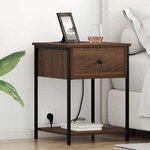 vidaXL Cabinet de chevet avec tiroir Chêne marron 42 x 41 x 56 cm