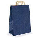 Sac kraft bleu à poignées plates raja 26 x 35 x 12 cm (lot de 50)