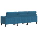 vidaXL Canapé 3 places avec oreillers décoratifs bleu 210 cm velours