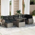 vidaXL Salon de jardin 8 Pièces avec coussins gris résine tressée